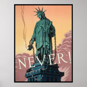 Affisch med propaganda för amerikan WWII