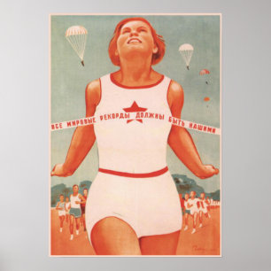 Affisch med vintagesovjet - facklig propaganda