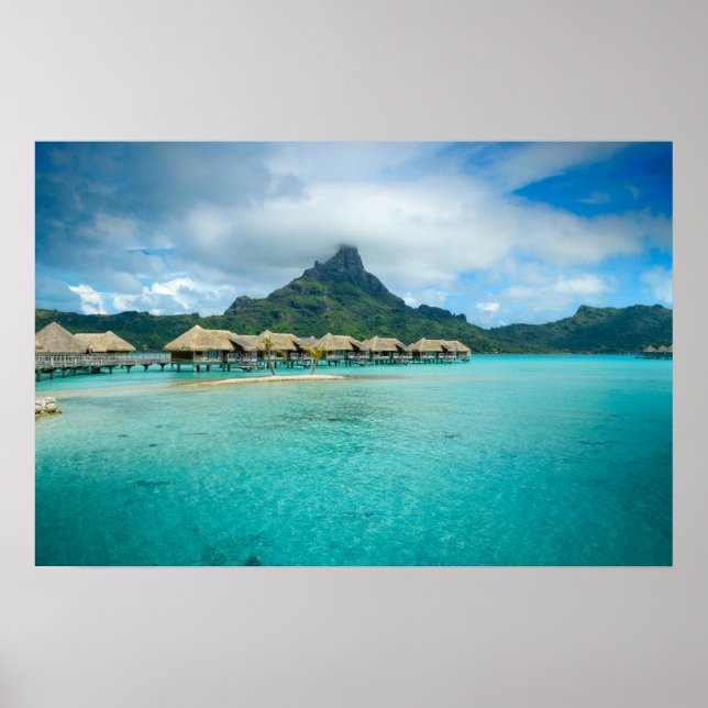 Affisch med vy över Bora Bora-ön (Framsidan)