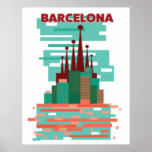 Affisch om retro Travel i Barcelona