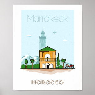 Affisch om stadens resande i Marrakech - Marockos