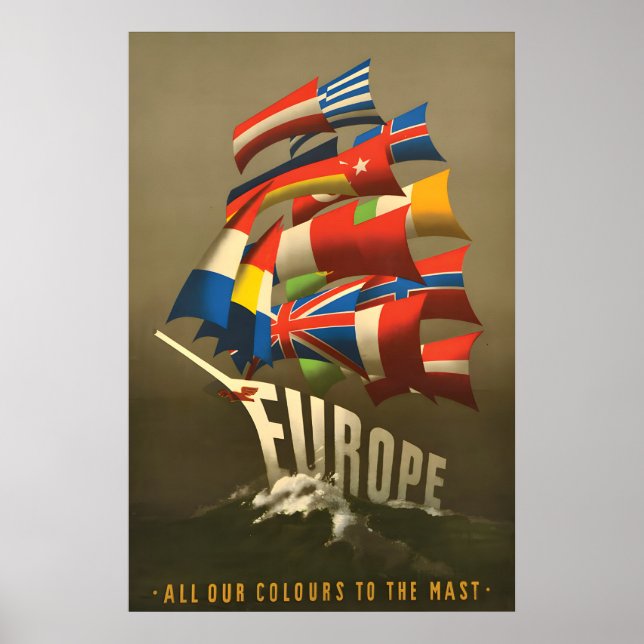 Affisch Pro-Europa Alla färger på masterna (Framsidan)