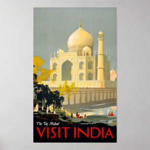 Affisch Restor för Taj Mahal besökIndien vintage