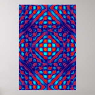 Affisch, Rutig Abstrakt, Blå, Röd Poster