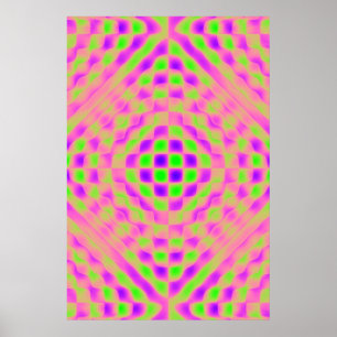 Affisch, Rutig Abstrakt, Lila, Rosa, Lime Poster