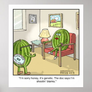 Affisch-Seedless vattenmelon för rolig tecknad Poster