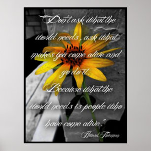 Affisch solrosHoward Thurman citationstecken