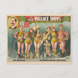 Affisch som annonserar The Great Wallace Shows Cir Vykort