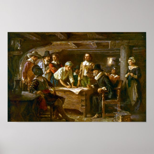Affisch The Mayflower Compact Jean Leon Ferris (Framsidan)