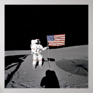 Affisch/tryck: Moonwalk & amerikanska flaggan Poster