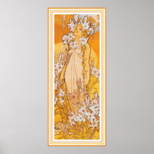Affisch/tryck: Mucha - blommor - lilja Poster