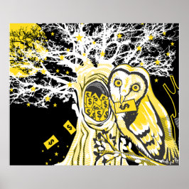 Affisch – Urban Tree Owl & Wealth Surreal Pop-Art