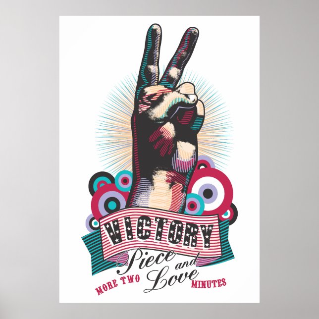 Affisch – Victory Peace & Love Pop-Art Design (Framsidan)