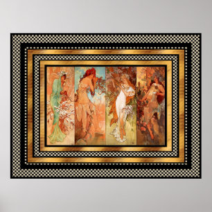 Affisch Vintage Alphonse Mucha Panel Art Nouveau