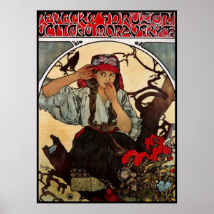 Affisch Vintage Art Alfons Mucha Moraviska lärare