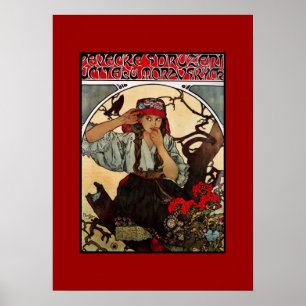 Affisch Vintage Art Alfons Mucha Moraviska lärare