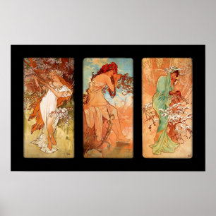 Affisch Vintage Art Alfons Mucha Panel Art Nouveau