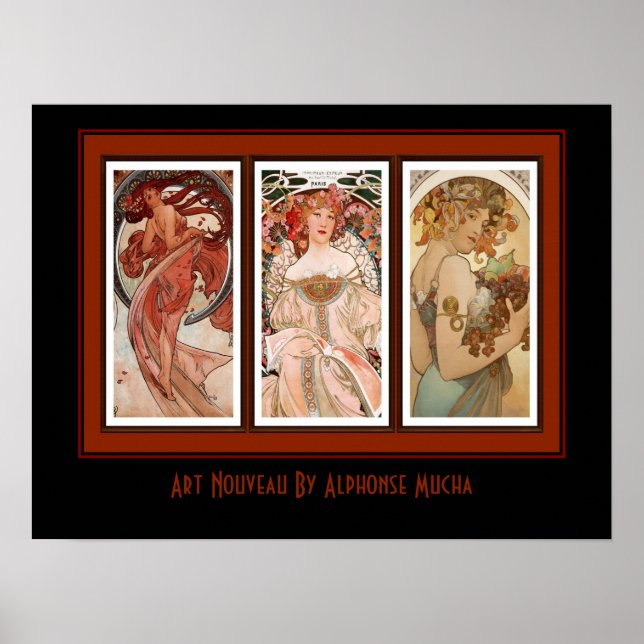 Affisch Vintage Art Alfons Mucha Panel Art Nouveau (Framsidan)