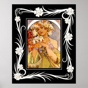 Affisch Vintage Art Alphonse Mucha Med Ram