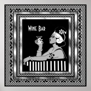 Affisch Vintage Wine Bar Art Deco