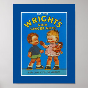Affisch Vintage Wright's Rich Ginger Nuts