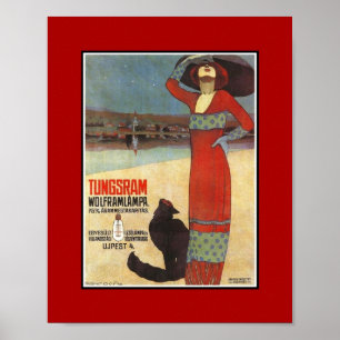 Affisch Vintageannonser Tungsram Glödlampor