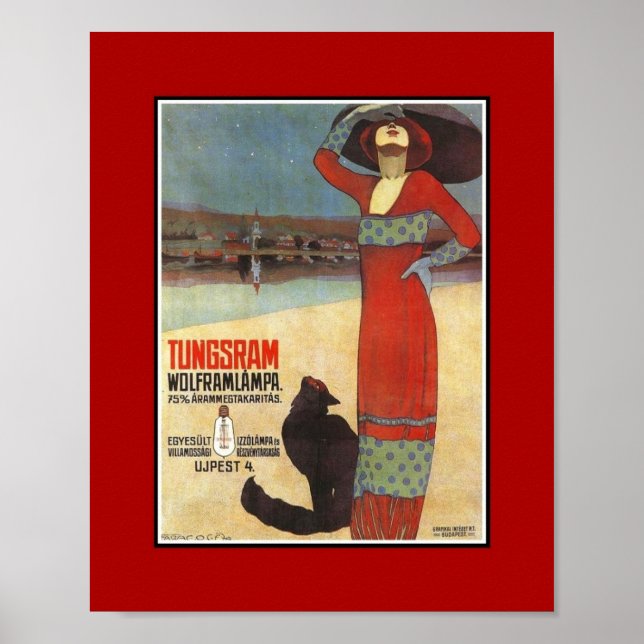 Affisch Vintageannonser Tungsram Glödlampor (Framsidan)