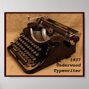 Affisch - vintageUnderwoodskrivmaskin 1937