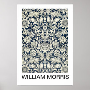Affisch - William Morris B/W Blommottryck