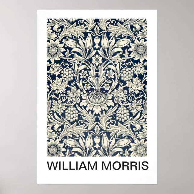 Affisch - William Morris B/W Blommottryck (Framsidan)