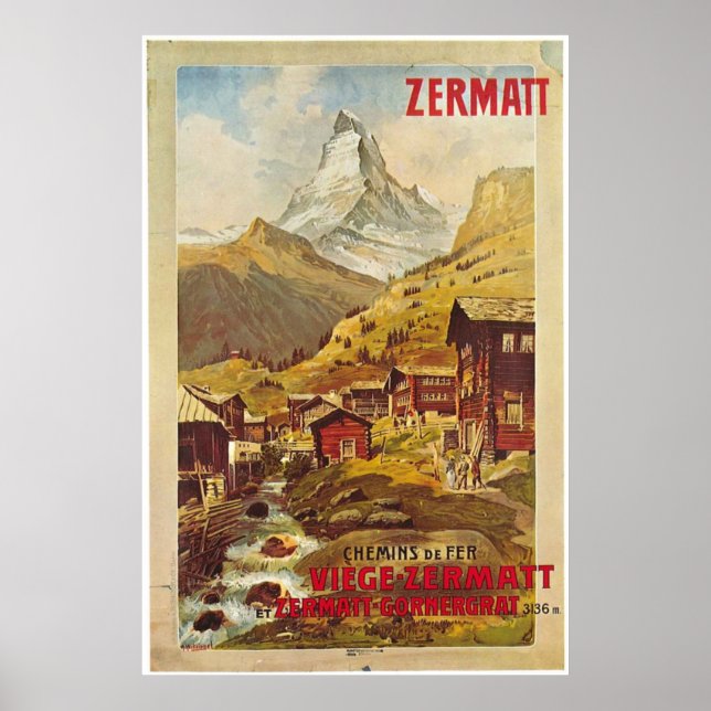 Affisch Zermatt Schweiz Schweiz Gornergratbahn (Framsidan)