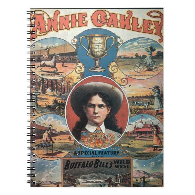 Affischadvertizing Annie Oakley som presenterar i Anteckningsbok (Framsidan)