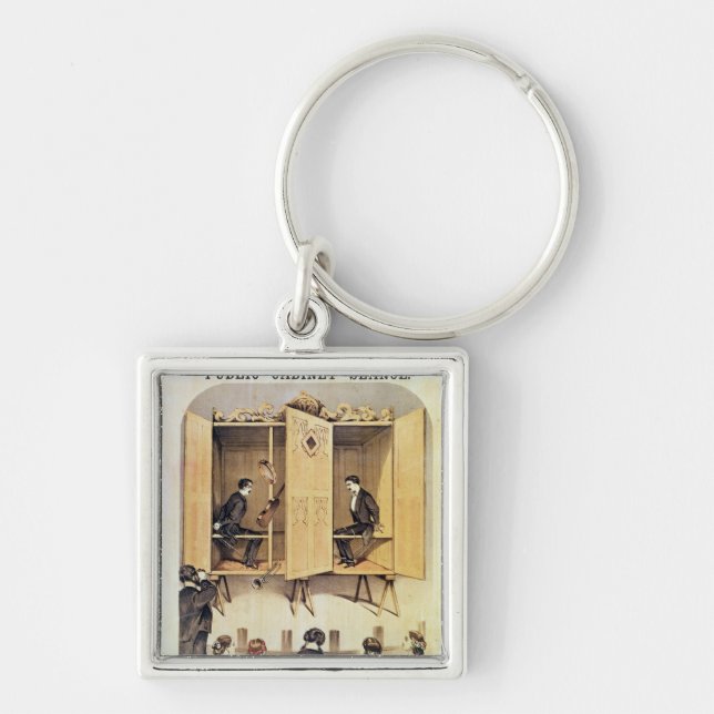 Affischadvertizing en psykisk kapacitet fyrkantig silverfärgad nyckelring (Framsidan)