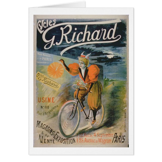 Affischadvertizing "G. Richard Cykla", Paris (col Hälsningskort (Framsidan)