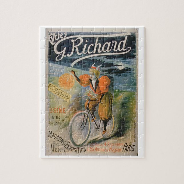 Affischadvertizing "G. Richard Cykla", Paris (col Pussel (Vertikal)