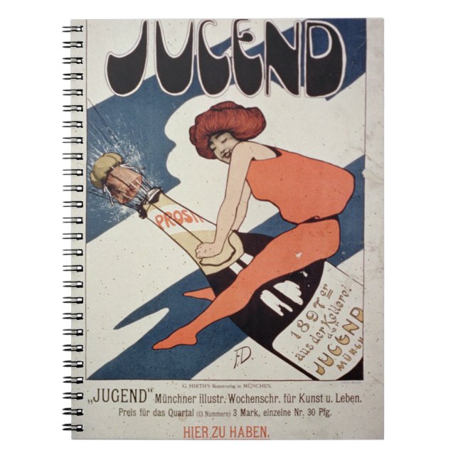 Affischadvertizing 'Jugend, illustrerad veckoMag Anteckningsbok Med Spiral (Framsidan)
