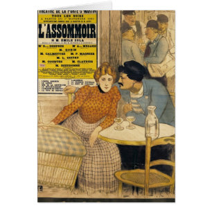 Affischadvertizing L'Assommoir vid M.M.W. Hälsningskort