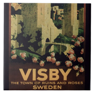 Affischadvertizing townen av Visby, sverige (colo Kakelplatta
