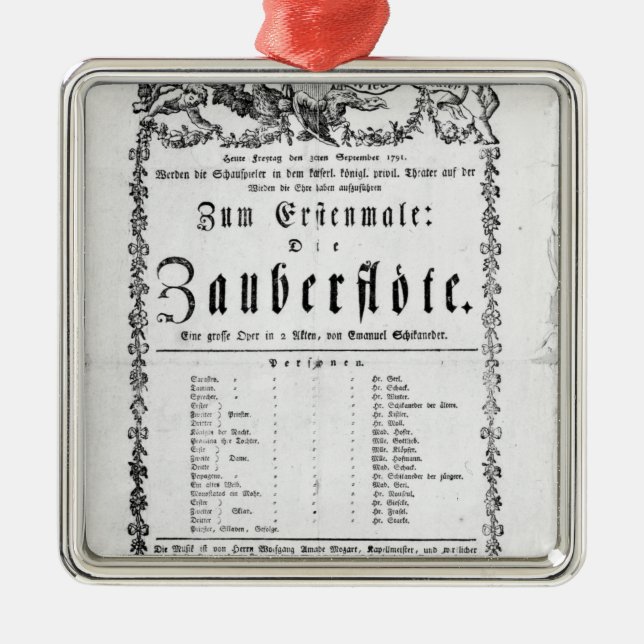 Affischannonsering av ` den magiska Flute'en Julgransprydnad Metall (Framsidan)