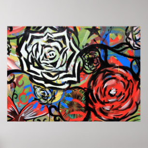 Affischblommagrafitti Poster