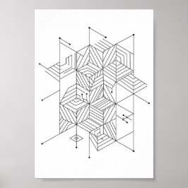 Affischer Svart och Vitt Geometriskt Mönster