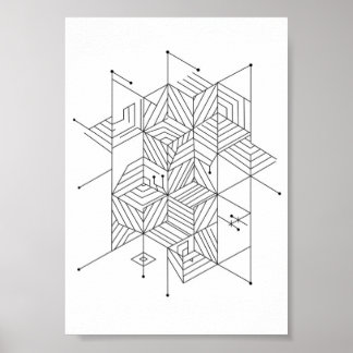 Affischer Svart och Vitt Geometriskt Mönster