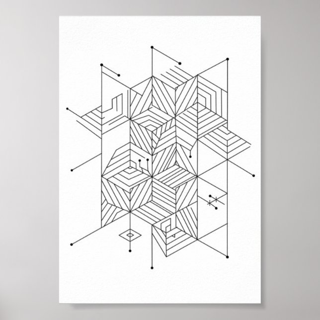 Affischer Svart och Vitt Geometriskt Mönster (Framsidan)