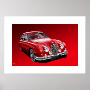 Affischillustration för jaguar MK2 Poster