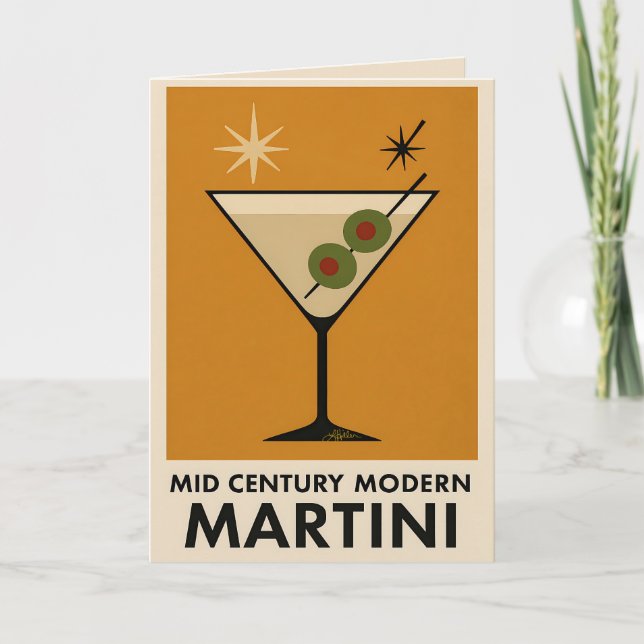 Affischstil Mid Century Modern Martini Kort (Framsida)