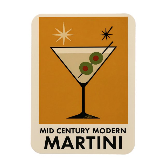 Affischstil Mid Century Modern Martini Magnet (Vertikal)