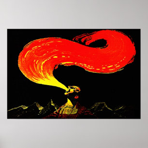 AFFISCHVINTAGEILLUSIONEN AVFYRAR ANDNING SOM ÄTER POSTER