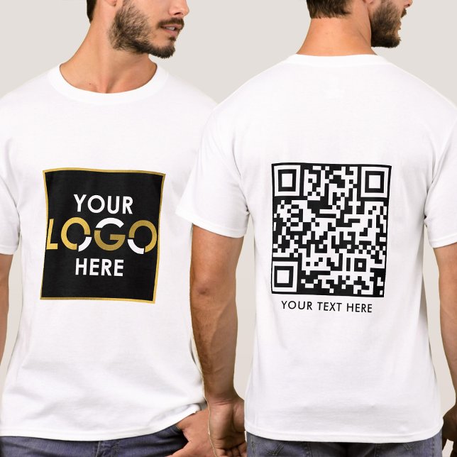 Affisera din Logotyp här QR-kod och textbefordring T Shirt (Business Your Logo Here QR Code & Text Promotional T-Shirt)