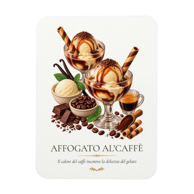 Affogato al'caffè – Vintage Italian Dessert Magnet (Vertikal)