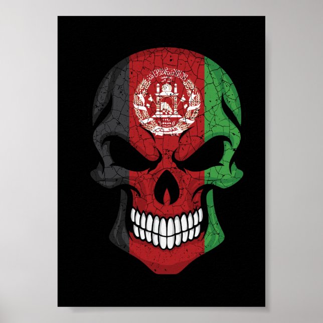 Afganistan Smiling Skull Flagga Poster (Framsidan)
